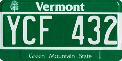 VT license plate YCF432