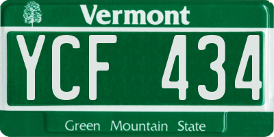 VT license plate YCF434