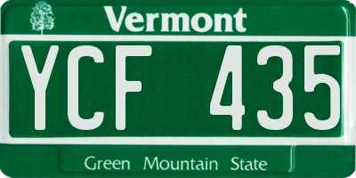 VT license plate YCF435