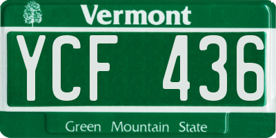 VT license plate YCF436