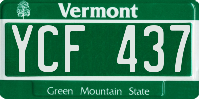 VT license plate YCF437