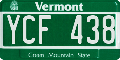 VT license plate YCF438