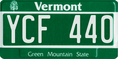 VT license plate YCF440