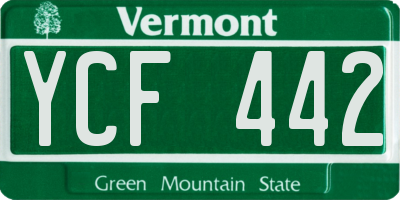 VT license plate YCF442