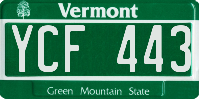 VT license plate YCF443