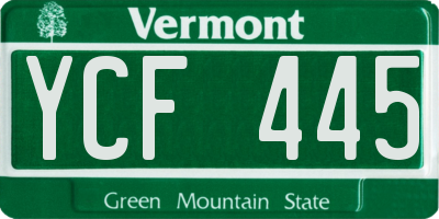 VT license plate YCF445