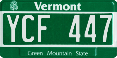VT license plate YCF447