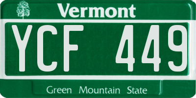 VT license plate YCF449