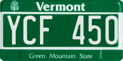 VT license plate YCF450