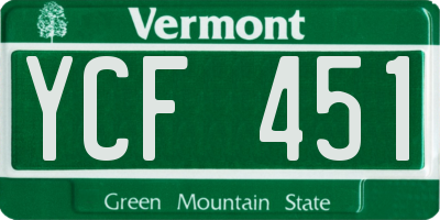 VT license plate YCF451