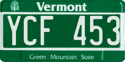 VT license plate YCF453