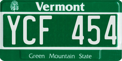 VT license plate YCF454
