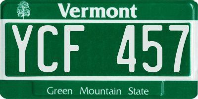 VT license plate YCF457