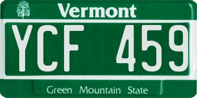 VT license plate YCF459
