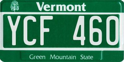 VT license plate YCF460