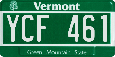 VT license plate YCF461