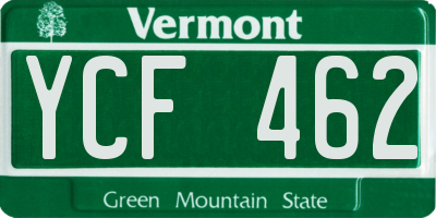VT license plate YCF462