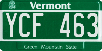 VT license plate YCF463