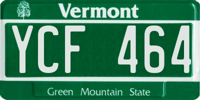 VT license plate YCF464