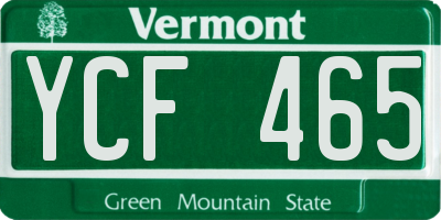 VT license plate YCF465