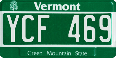 VT license plate YCF469