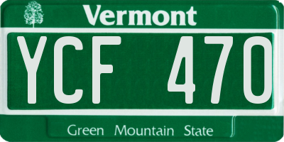 VT license plate YCF470