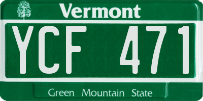 VT license plate YCF471
