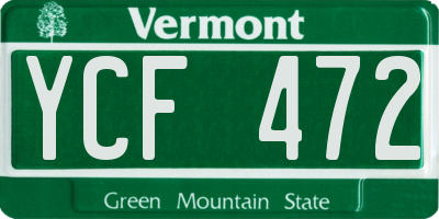 VT license plate YCF472