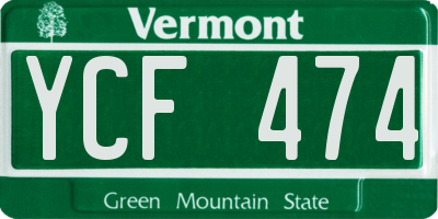 VT license plate YCF474