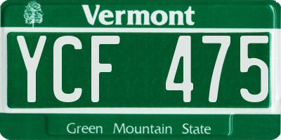 VT license plate YCF475