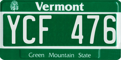 VT license plate YCF476