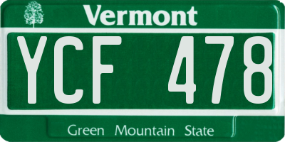 VT license plate YCF478