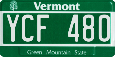 VT license plate YCF480