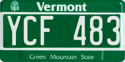 VT license plate YCF483