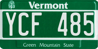 VT license plate YCF485