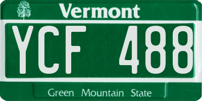 VT license plate YCF488