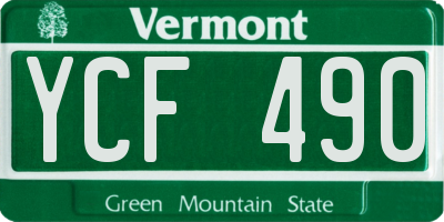 VT license plate YCF490