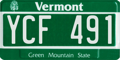 VT license plate YCF491