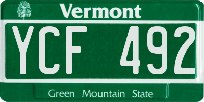 VT license plate YCF492