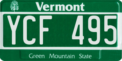 VT license plate YCF495