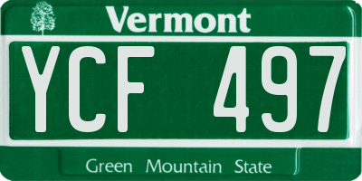 VT license plate YCF497