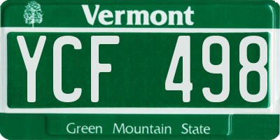 VT license plate YCF498