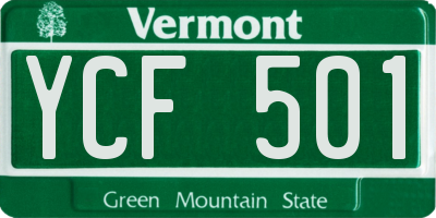 VT license plate YCF501