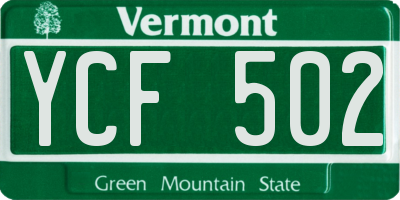 VT license plate YCF502