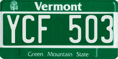 VT license plate YCF503