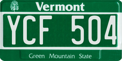 VT license plate YCF504