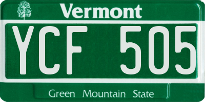 VT license plate YCF505