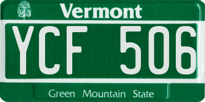 VT license plate YCF506