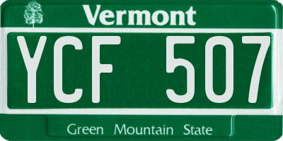 VT license plate YCF507