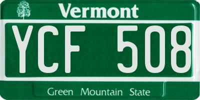 VT license plate YCF508